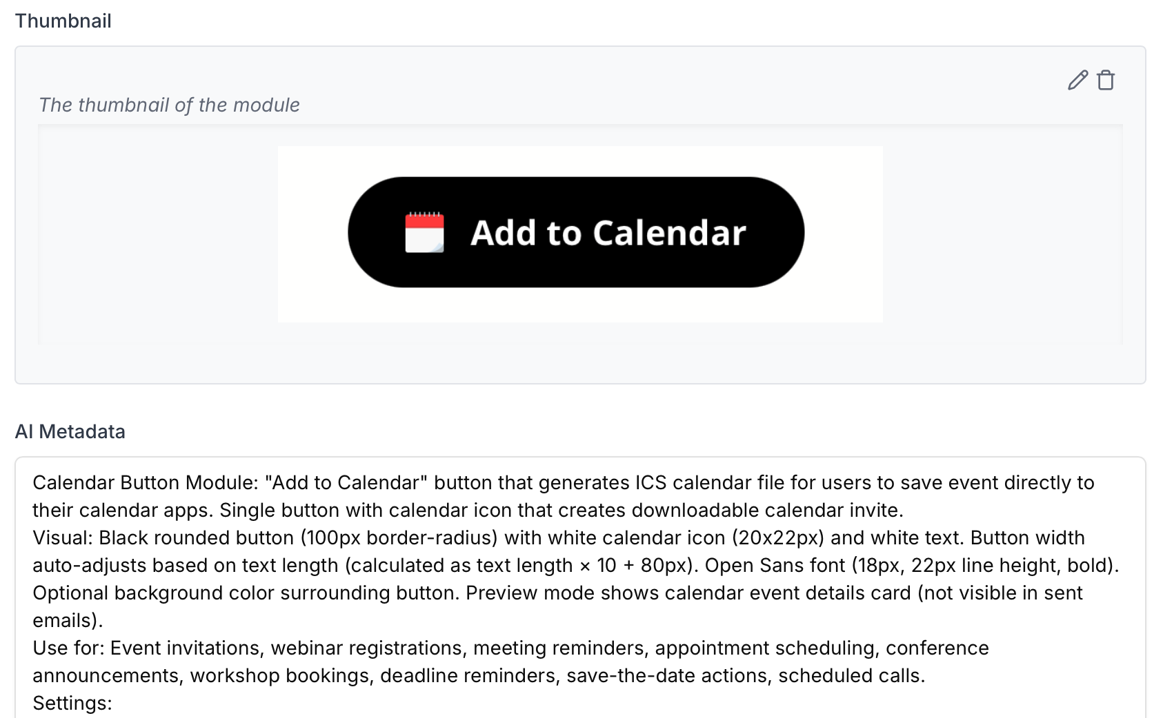 AI Metadata field in the Template Editor