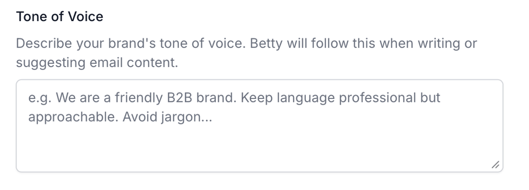 Tone of Voice settings